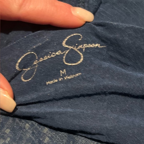 Oversized medium navy boho indie core chic cold shoulder top yoga workout - Picture 3 of 3